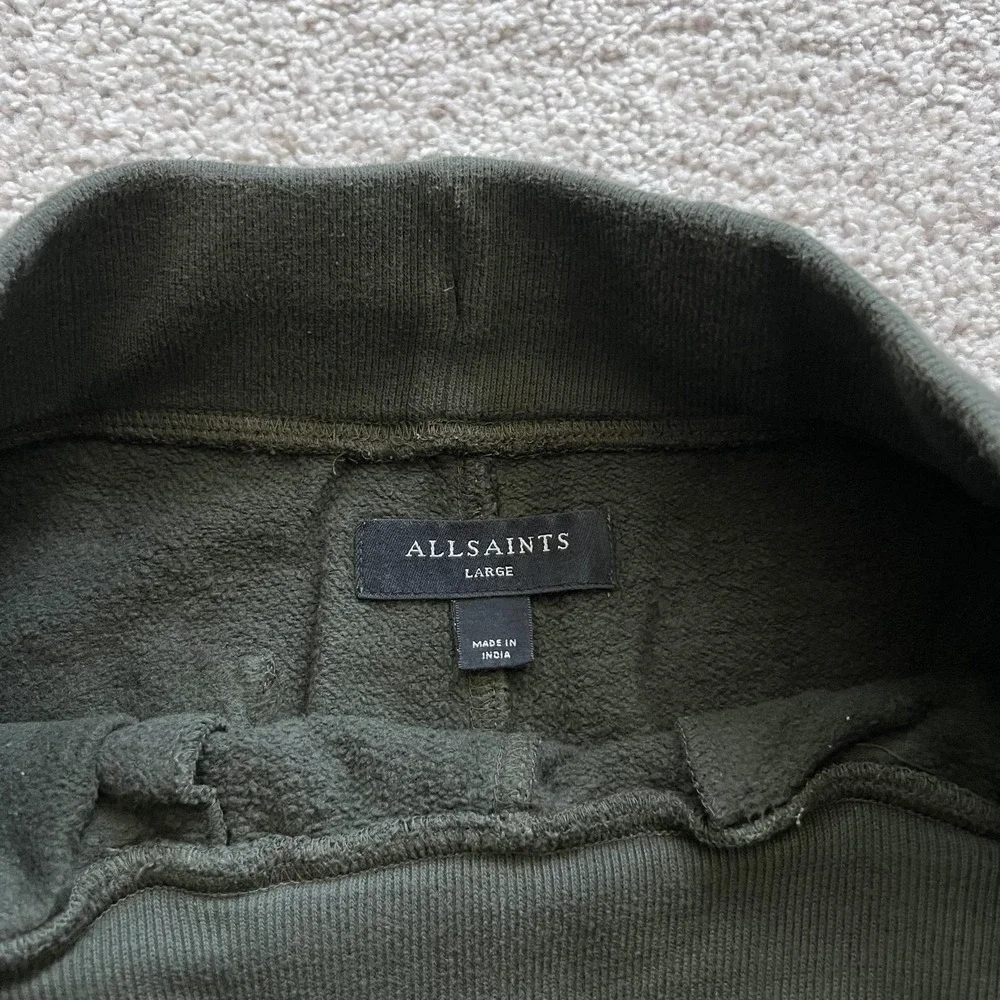 All Saints Aven Sweatpants Mens Large Green Fleece Joggers Drawstring Cotton